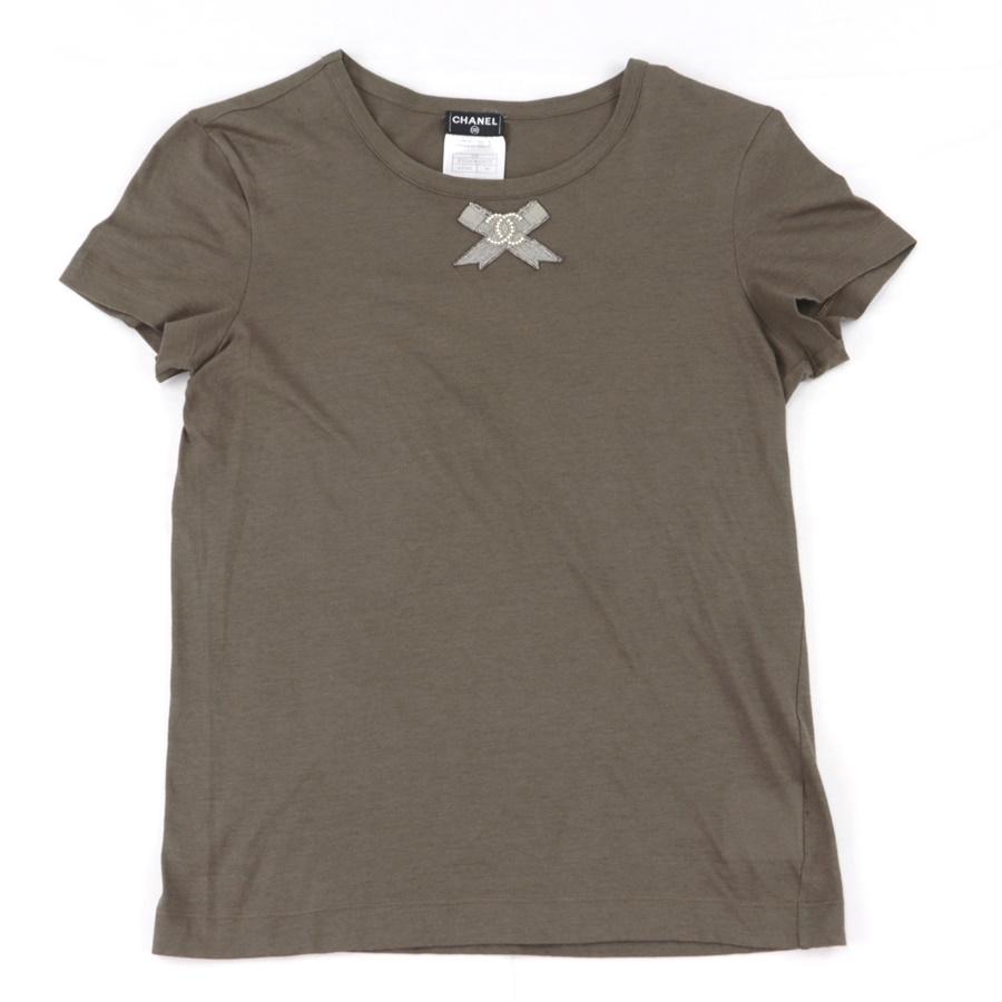 シャネル 09P ココマーク 半袖Ｔシャツ レディース コットン 茶 36