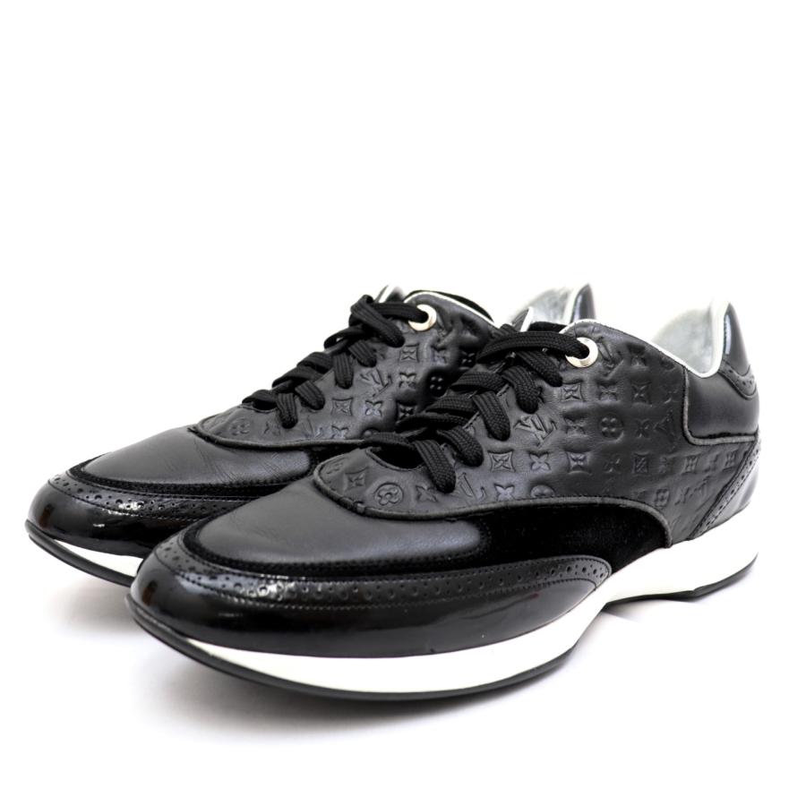 ルイ・ヴィトン モノグラム エンボス レザースニーカー レディース 黒