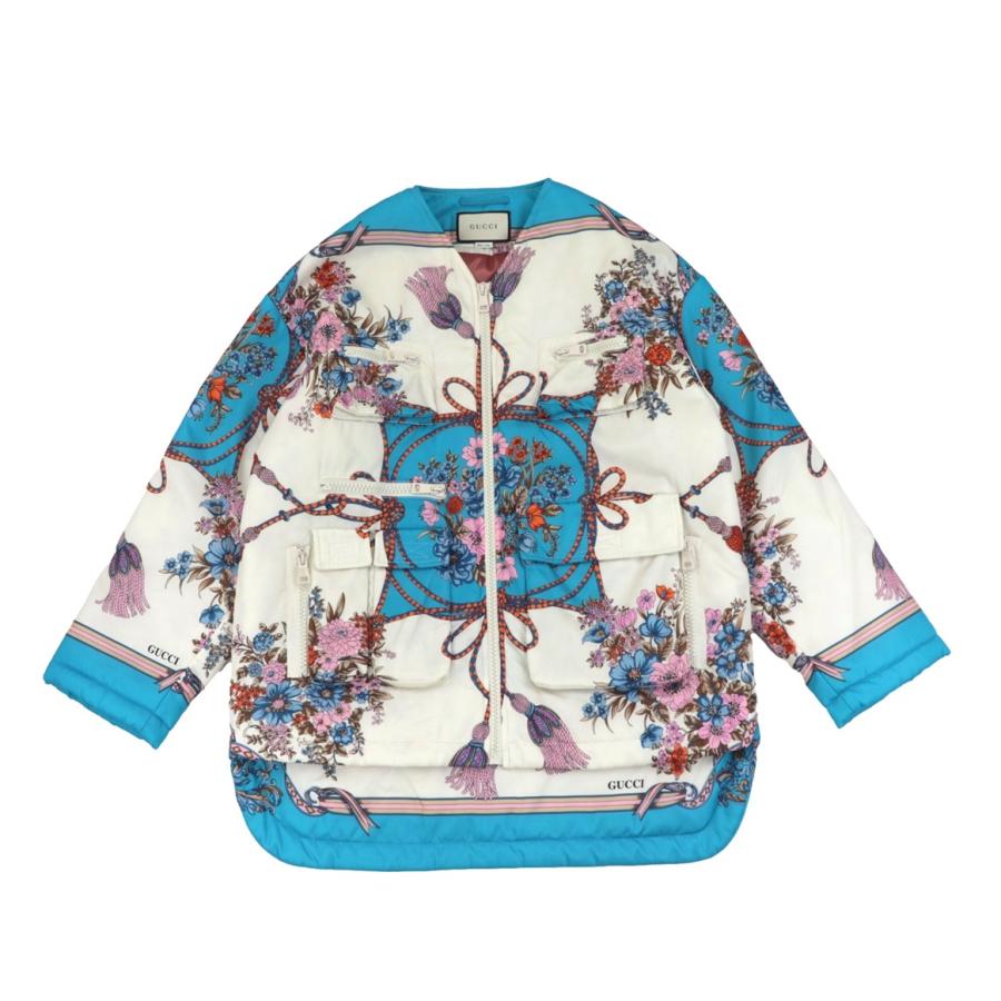 美品 グッチ 19SS フローラ ノーカラー ジップアップ オーバーサイズ 