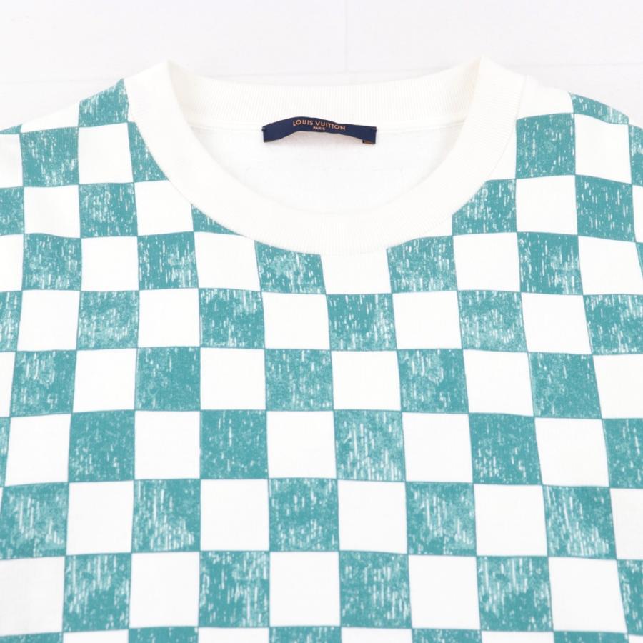 ルイ・ヴィトン 21AW ダミエ スウェット メンズ 白 グリーン L