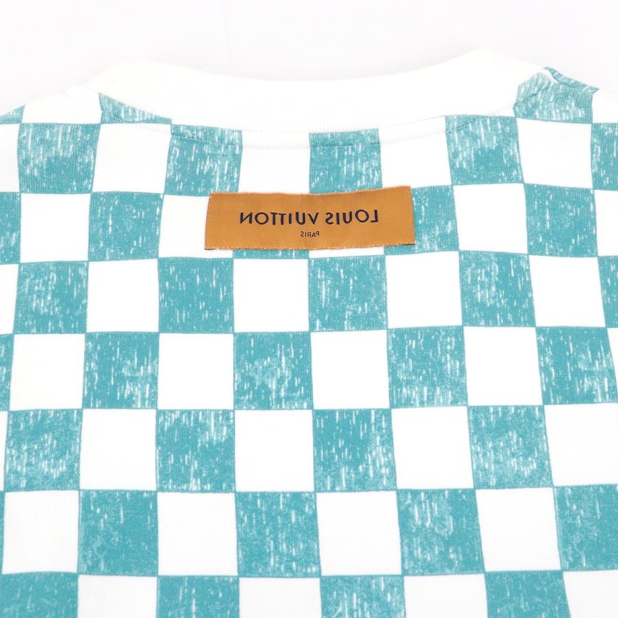 ルイ・ヴィトン 21AW ダミエ スウェット メンズ 白 グリーン L