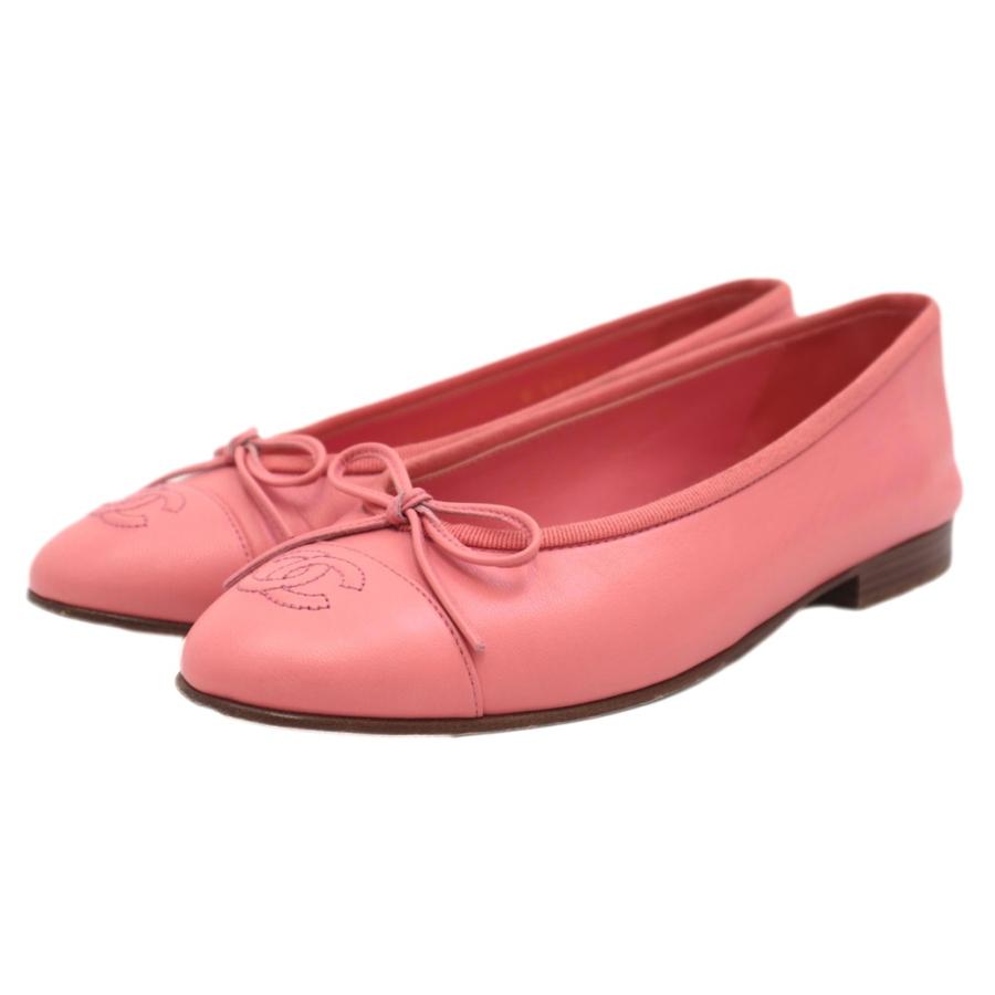 シャネル CHANEL バレリーナ ピンク 35.5 フラット 美品
