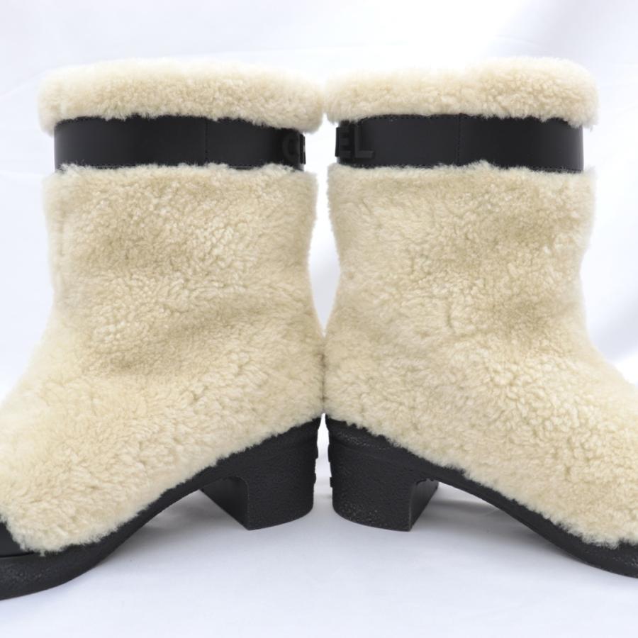 CHANEL 美品 シャネル ムートンレザー ブーツ レディース