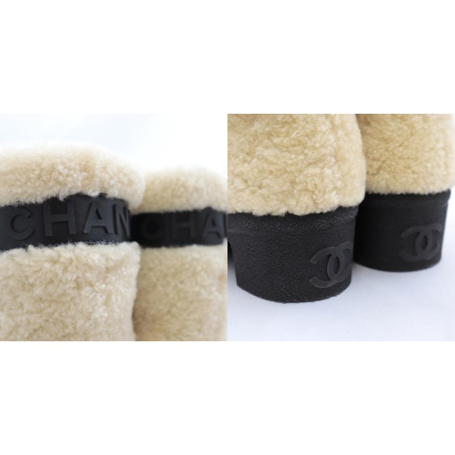 CHANEL 美品 シャネル ムートンレザー ブーツ レディース