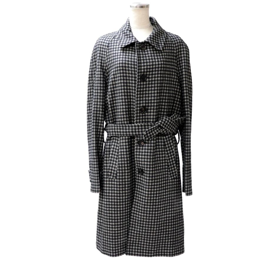 美品 パルト ベルテッド ステンカラーコート メンズ グレー 黒 48  