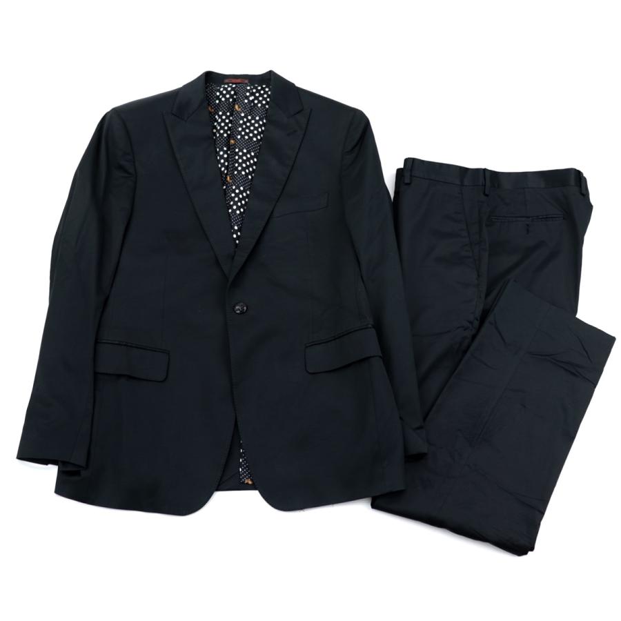 ETRO エトロ シングル スーツ メンズ 黒 56 裏地ドット ETRO エトロ シングル スーツ メンズ 黒 56 裏地ドット