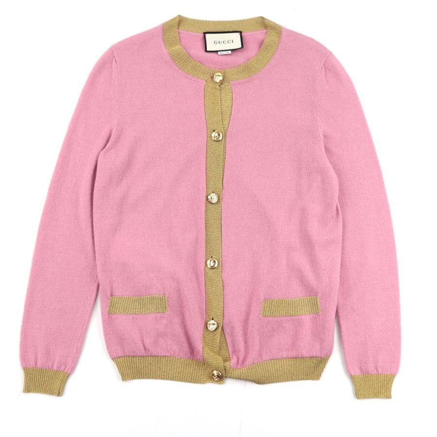 GUCCI ピンク GGロゴ カーディガン GUCCI グッチ GG ピンク 黄色 ロゴ カーディガン トップス