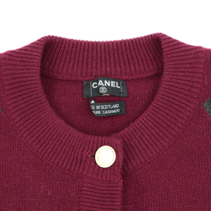 美品 シャネル ヴィンテージ カシミヤニット カーディガン レディース ワイン グレー M マトラッセボタン CHANEL｜opal-shop1｜02