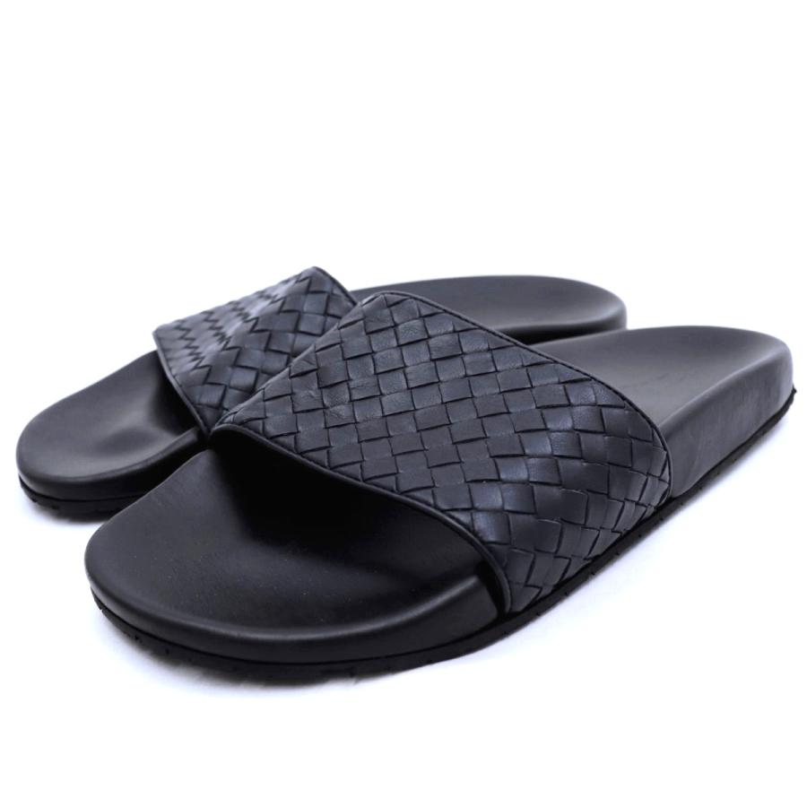 BOTTEGA VENATA サンダル レザー ブラック 42 イントレチャート