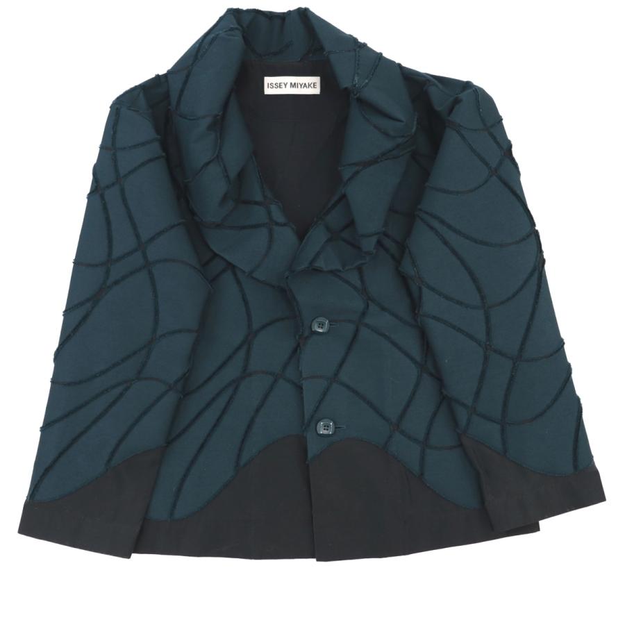 希少　イッセイミヤケ　切替　ジオメトリック　ジャガード　ジャケット　ブラック　黒 希少 イッセイミヤケ 切替 ジオメトリック ジャガード ジャケット