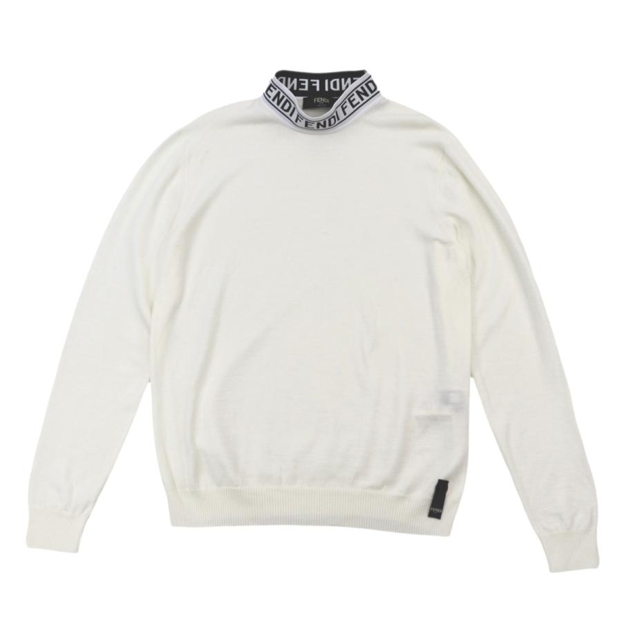 美品 フェンディ ネックロゴ ハイネック ニット セーター メンズ 