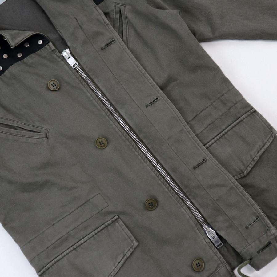 サンローランパリ 14AW レザースタッズ切替 ミリタリー