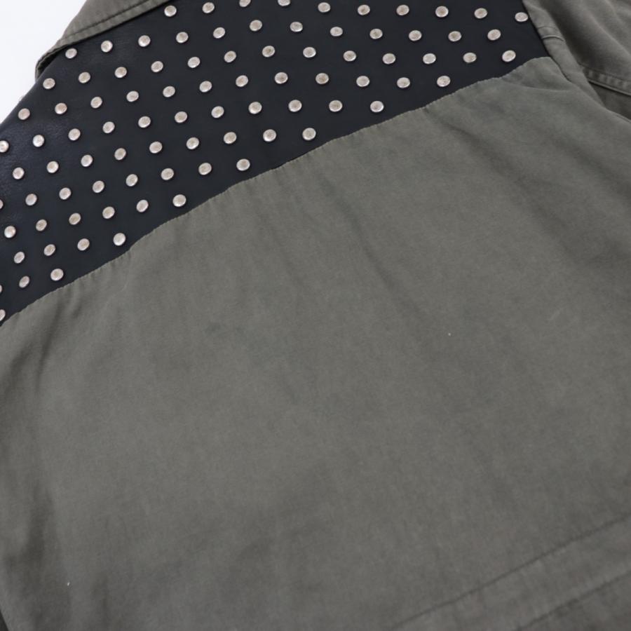 サンローランパリ 14AW レザースタッズ切替 ミリタリー