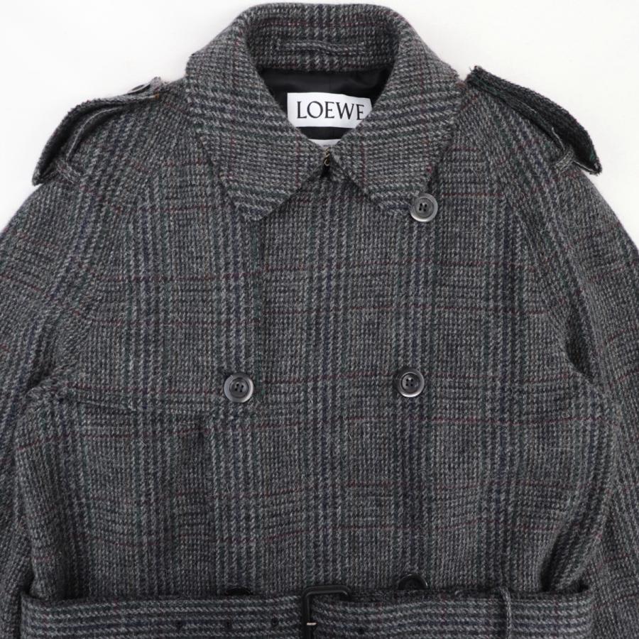 LOEWE 美品 ロエベ ウール×モヘア チェックトレンチコート