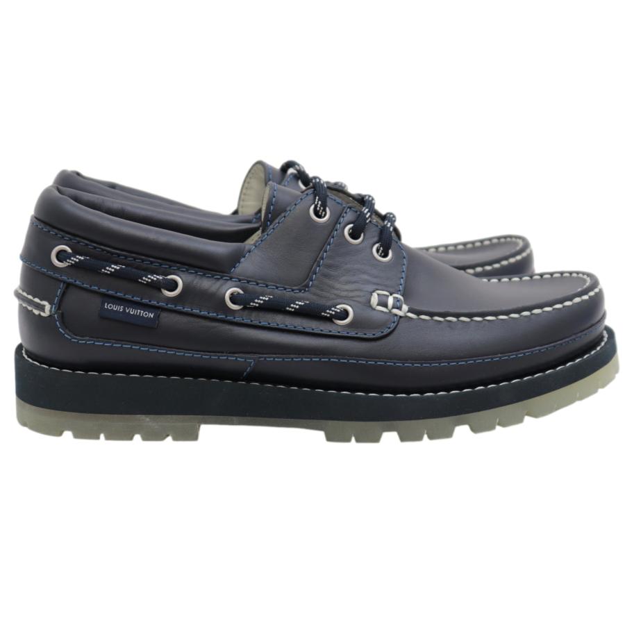 Louis Vuitton ブラック モカシン　　 ３８ LOUIS VUITTON SHOES 38 BLACK MONOGRAM LEATHER SNEAKERS