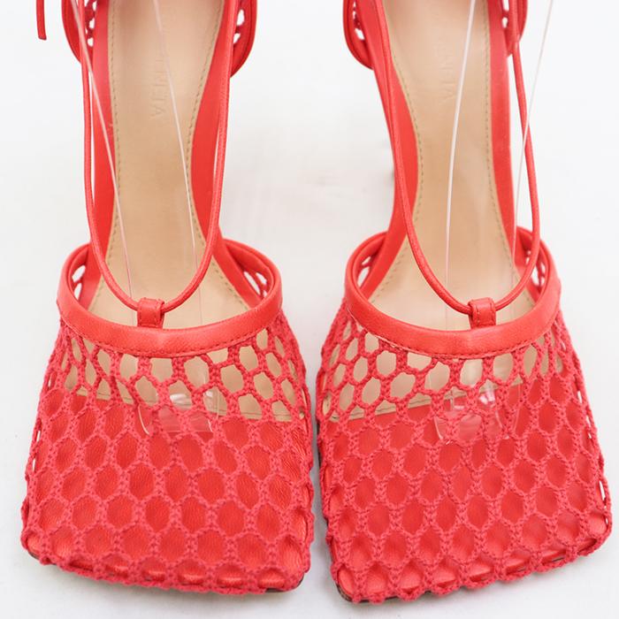 新品同様 ボッテガヴェネタ 651388 メッシュ レースアップ ハイヒール