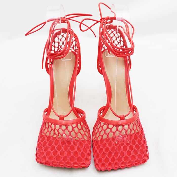 新品同様 ボッテガヴェネタ 651388 メッシュ レースアップ ハイヒール