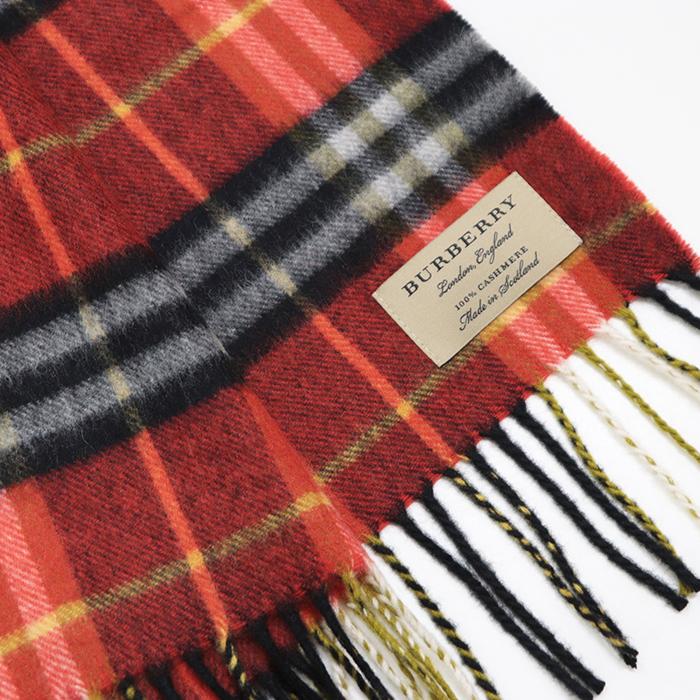 BURBERRY チェック柄マフラー オレンジカシミア100%