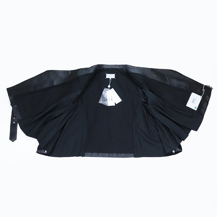 美品メゾン・マルジェラ ライダースレザージャケット 40 ブラック ダブルジップ 美品メゾン・マルジェラ ライダースレザージャケット 40