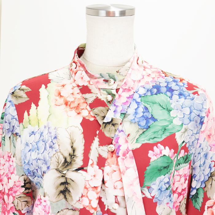 GUCCI 【美品】グッチ アジサイ 花 柄 シルク ワンピース ミニ GUCCI 【美品】グッチ アジサイ 花 柄 シルク ワンピース ミニ