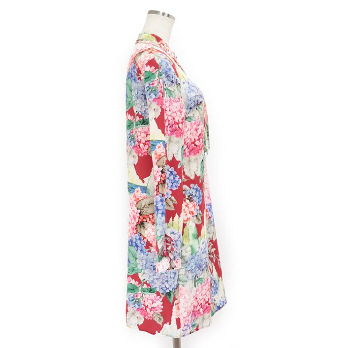 GUCCI 【美品】グッチ アジサイ 花 柄 シルク ワンピース ミニ GUCCI 【美品】グッチ アジサイ 花 柄 シルク ワンピース ミニ