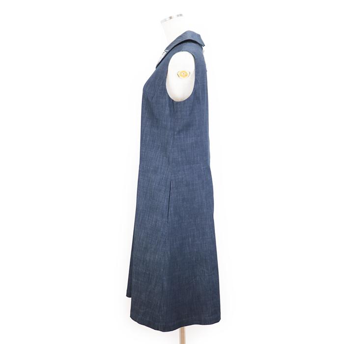 美品】フォクシー 41681 Brilliante Dress ビジュー ラペル デニム 