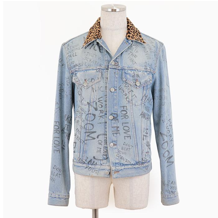 GUCCIグッチレオパード切替ペイントデニムジャケット