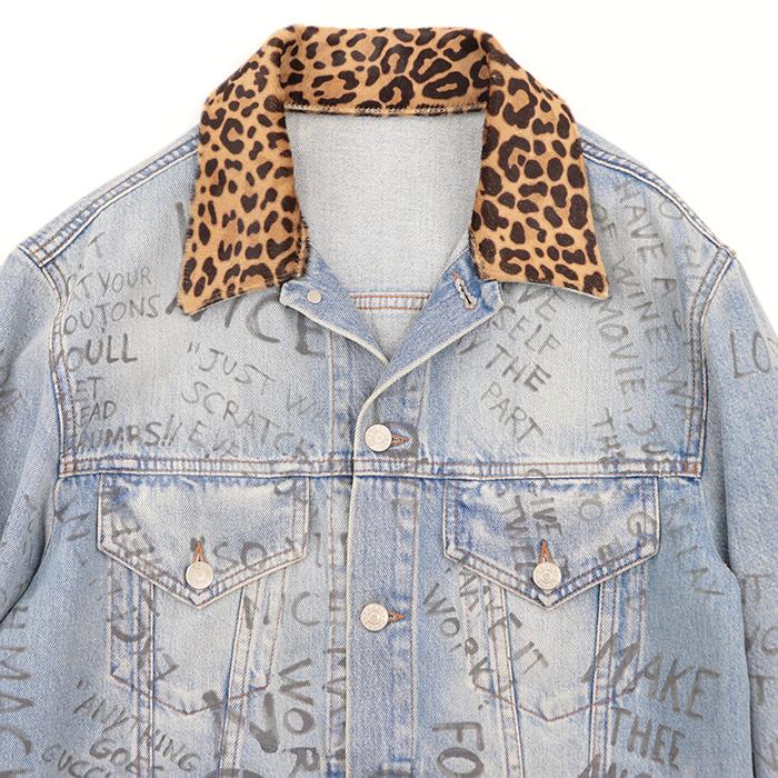 GUCCIグッチレオパード切替ペイントデニムジャケット