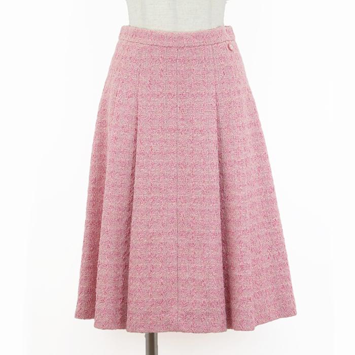 CHANEL 【美品】シャネル P60270 ツイード ボックス プリーツ スカート 