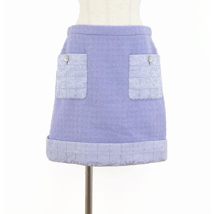 美品】シャネル P71765 ツイード スカート ひざ丈 CCキルティング  