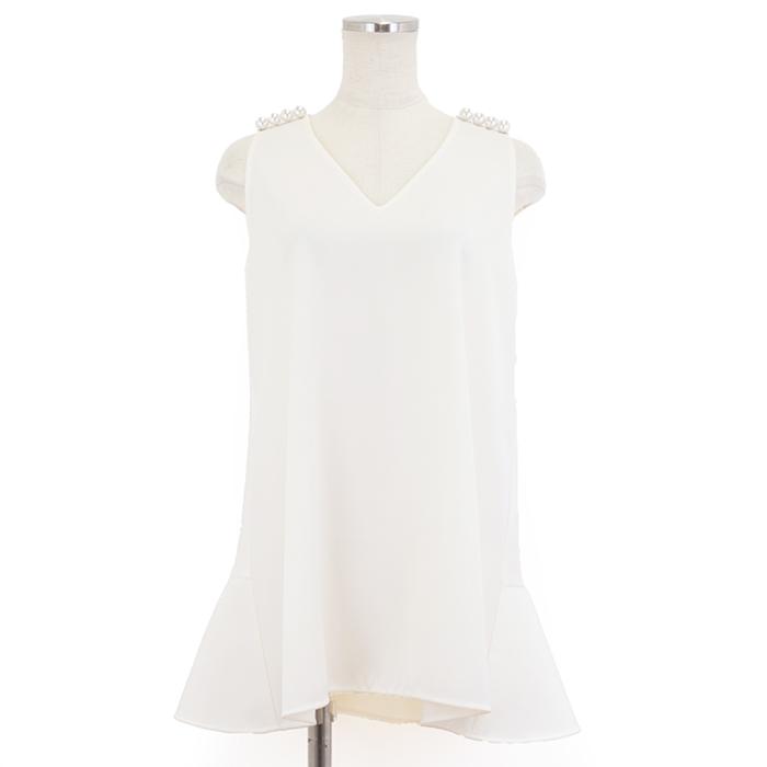 美品】ヨーコチャン パール ノースリーブ フレア ミニ  