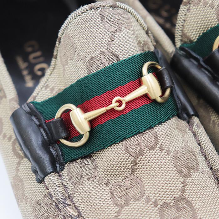 GUCCI 【未使用】グッチ GGキャンバス ホースビット ローファー 