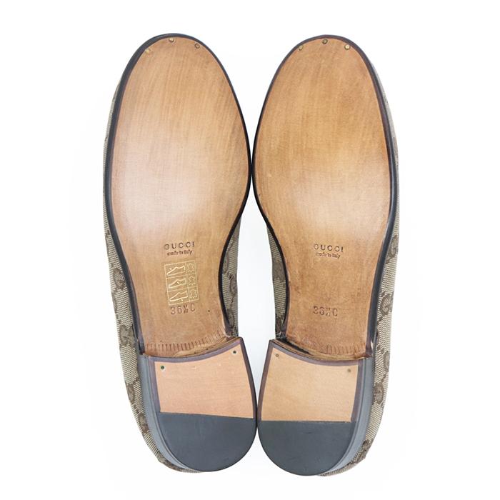 GUCCI 【未使用】グッチ GGキャンバス ホースビット ローファー