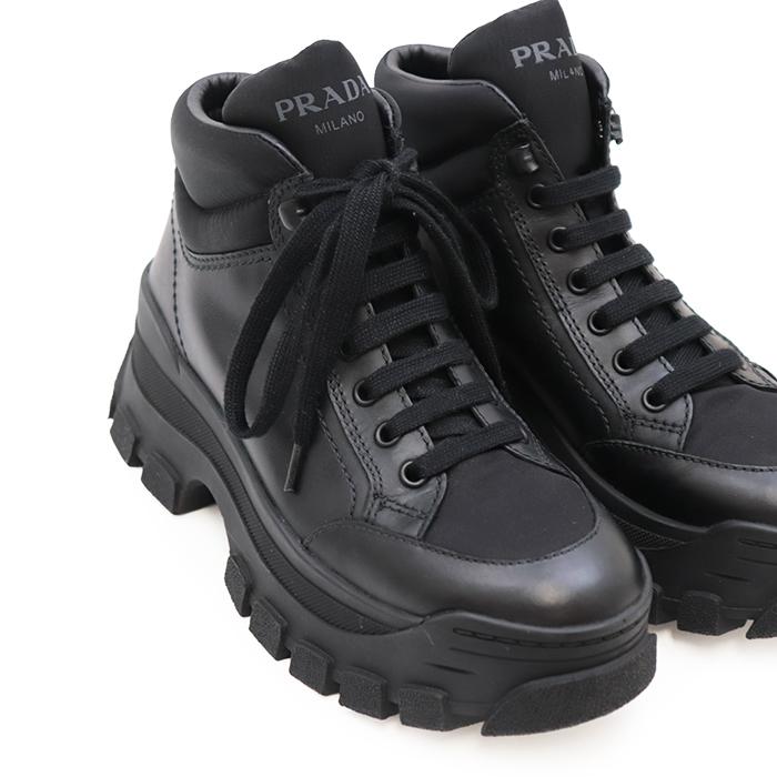 PRADA 【美品】プラダ ハイカット レースアップ レザー PRADA 【美品】プラダ ハイカット レースアップ レザー