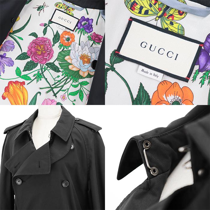 GUCCI 【美品】グッチ フラワーライニング トレンチ コート