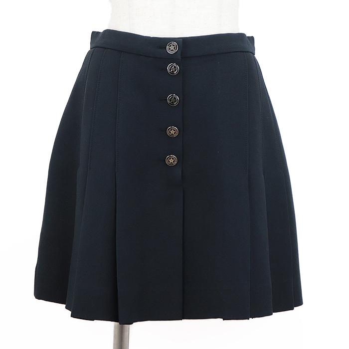 美品】クリスチャンディオール スターボタン プリーツ スカート ウール
