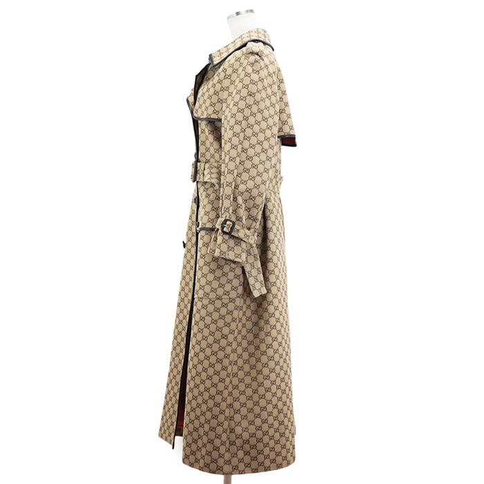 【GUCCI】 グッチ トレンチコート ダブル ベージュ S ベルト付 総柄 GUCCI 【美品】 / グッチ | 総裏地 ベルト付き ロングトレンチ
