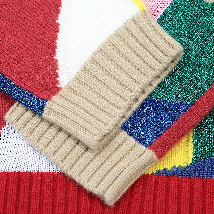 バーバリー　長袖ニット　セーター　シルク混ウール　ノバチェック　ベージュ バーバリー 長袖ニット セーター シルク混ウール ノバチェック