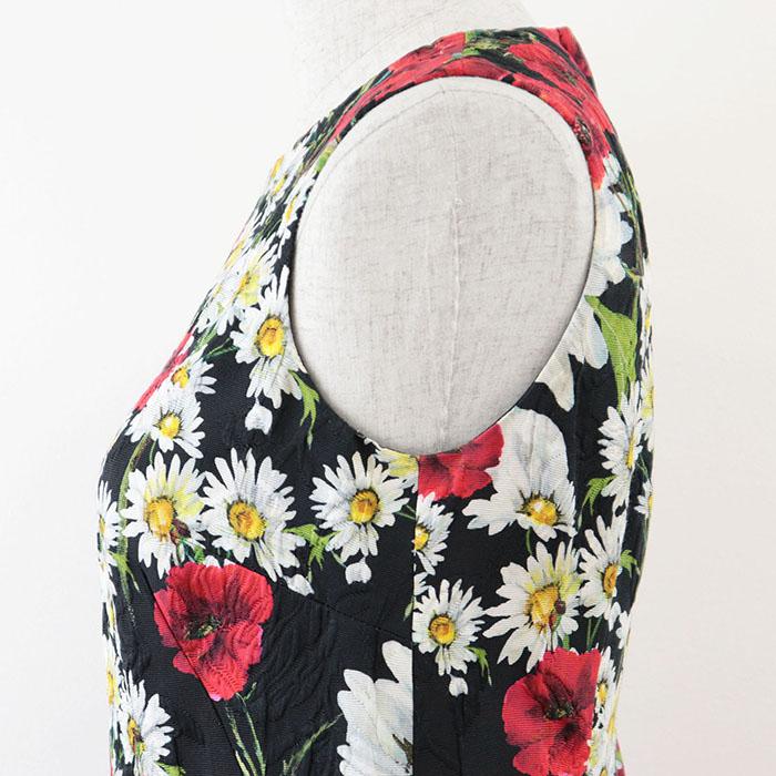 美品●DOLCE&GABBANA 花柄 ノースリーブ ワンピース M相当 黒 極美品】DOLCE&GABBANA ドルチェ アンド ガッバーナ ワンピース