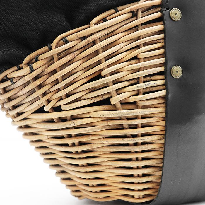 エバゴス　カゴバッグ　ハンドバッグ　ラタン　編み込み　レザー　茶色　黒　鏡付 エバゴスカゴバッグハンドバッグラタン編み込みレザー茶色黒鏡付