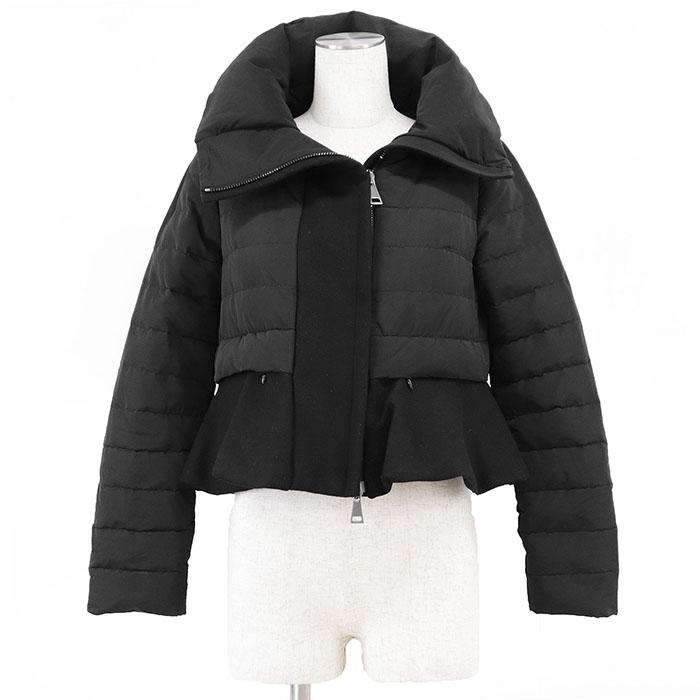 MONCLER モンクレール ナイロンジャケット フリル ぺプラム 0 黒 MONCLER PREMIERE モンクレール プレミエール ダウン ジャケット