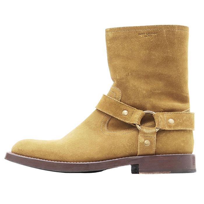 【美品】Saint Laurent Paris サン ローラン パリ ブーツ スウェード ワイアット ハーネス ロゴ ストラップ サイドジップ メンズ 41 茶色系 |  | 03