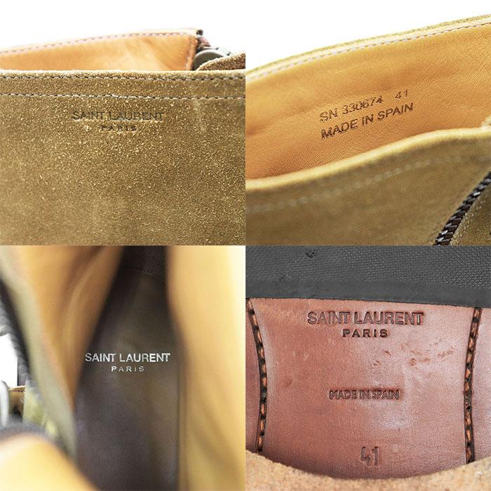 【美品】Saint Laurent Paris サン ローラン パリ ブーツ スウェード ワイアット ハーネス ロゴ ストラップ サイドジップ メンズ 41 茶色系 |  | 09