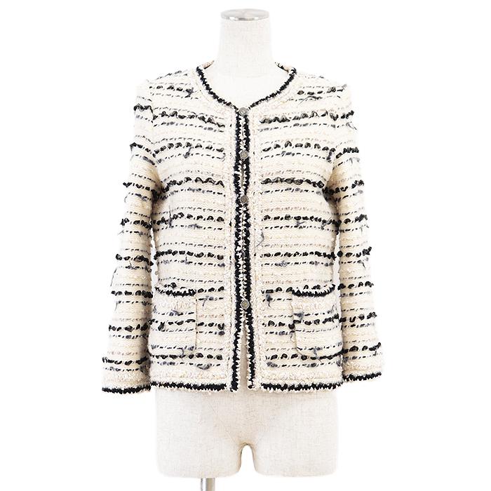 美品 シャネル 05A P26658 ニット ツイード ノーカラー ジャケット CHANEL（シャネル） 【極美品】CHANEL ジャケット 05A P26658 ニット
