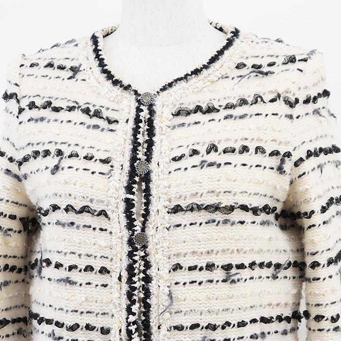 美品 シャネル 05A P26658 ニット ツイード ノーカラー ジャケット CHANEL（シャネル） 【極美品】CHANEL ジャケット 05A P26658 ニット