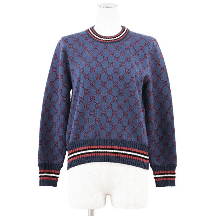 GUCCI ニットセーター 赤 ネイビー GUCCI（グッチ）ニット・セーター 青 サイズ:M メンズ/2200409239034