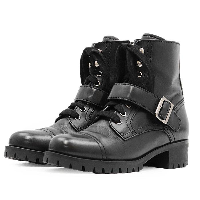 PRADA（プラダ） 【SALE】PRADA ブーツ ロゴ サイドジップ トゥ