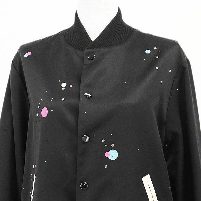 【極美品】SAINT LAURENT PARIS サン ローラン パリ ブルゾン スタジャン ロゴ ギャラクシー 宇宙 プリント 長袖 レディース 38 黒 伊製 |  | 01