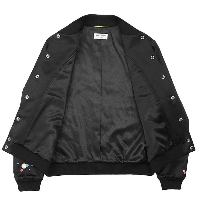 【極美品】SAINT LAURENT PARIS サン ローラン パリ ブルゾン スタジャン ロゴ ギャラクシー 宇宙 プリント 長袖 レディース 38 黒 伊製 |  | 07