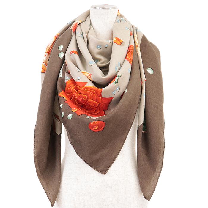HERMES 【美品】HERMES エルメス スカーフ カレジェアン140 薔薇の雫 